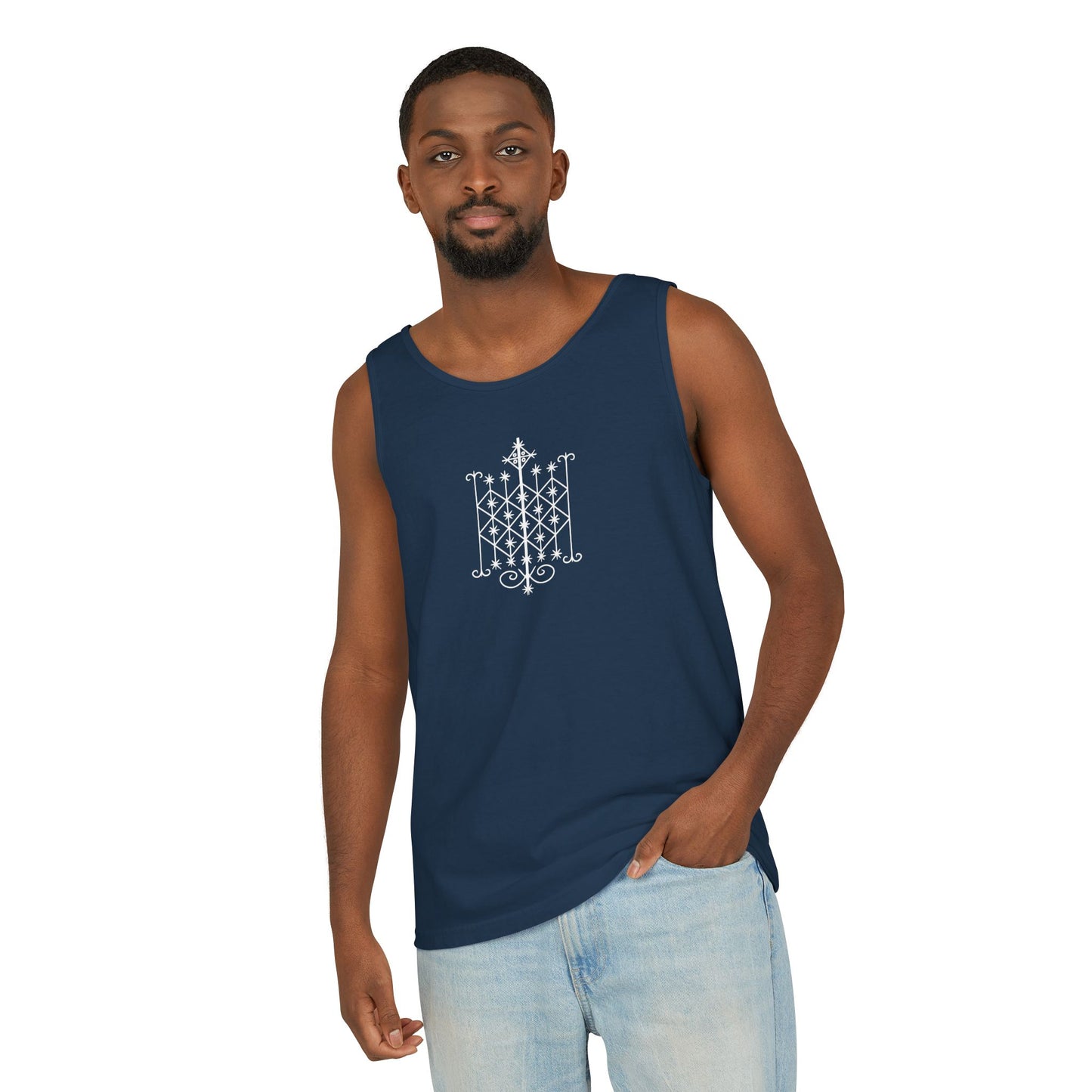 Uni Tank-Top Ogun veve, White on True Navy