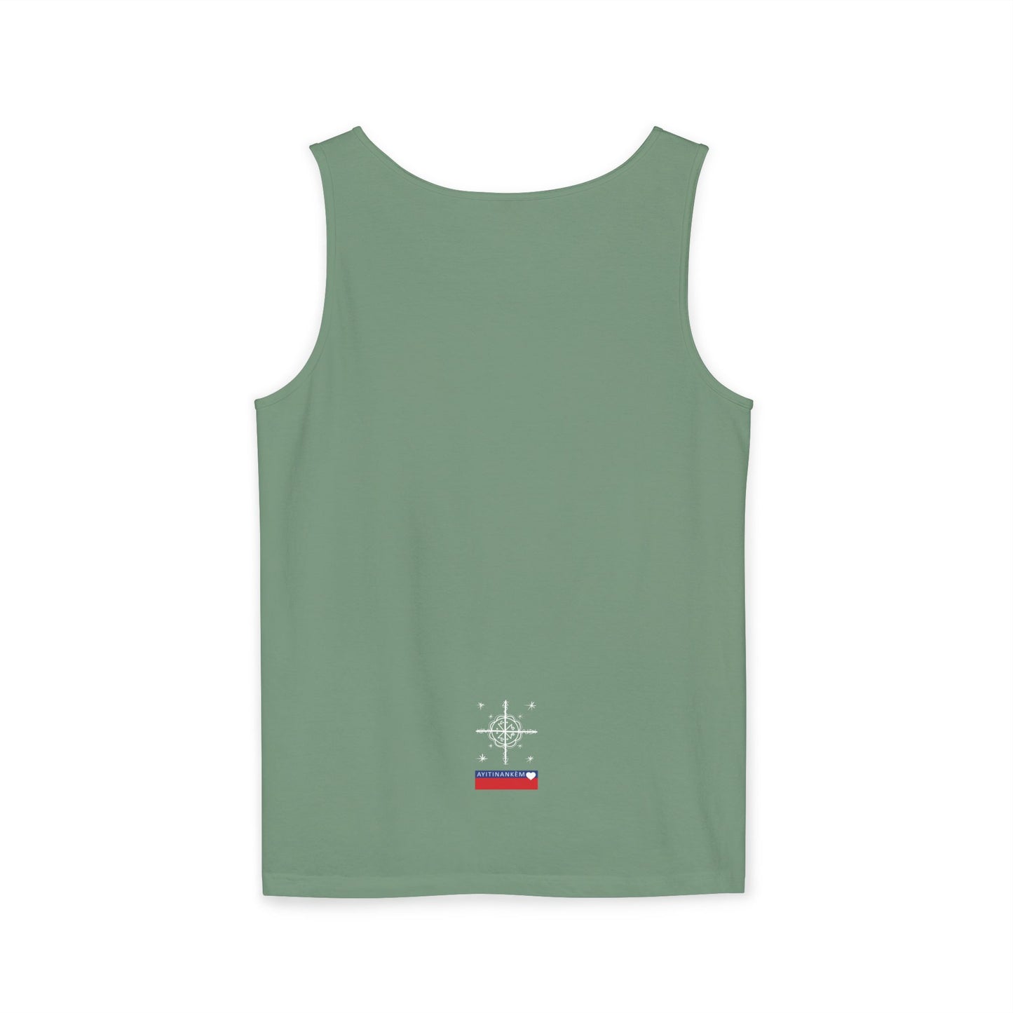 Uni Tank-Top Mèt-Kalfou veve, White on Light-Green