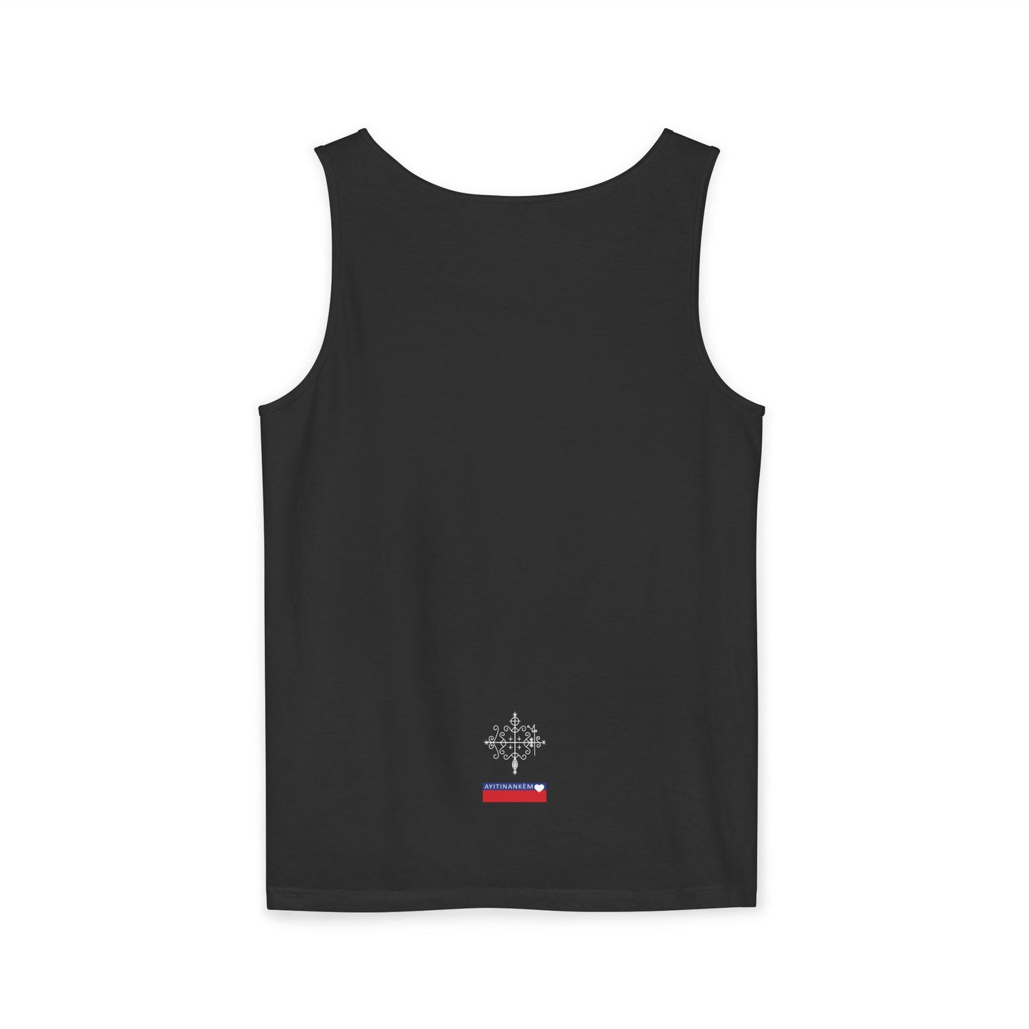 Uni Tank-Top Papa-Legba veve, White on Black