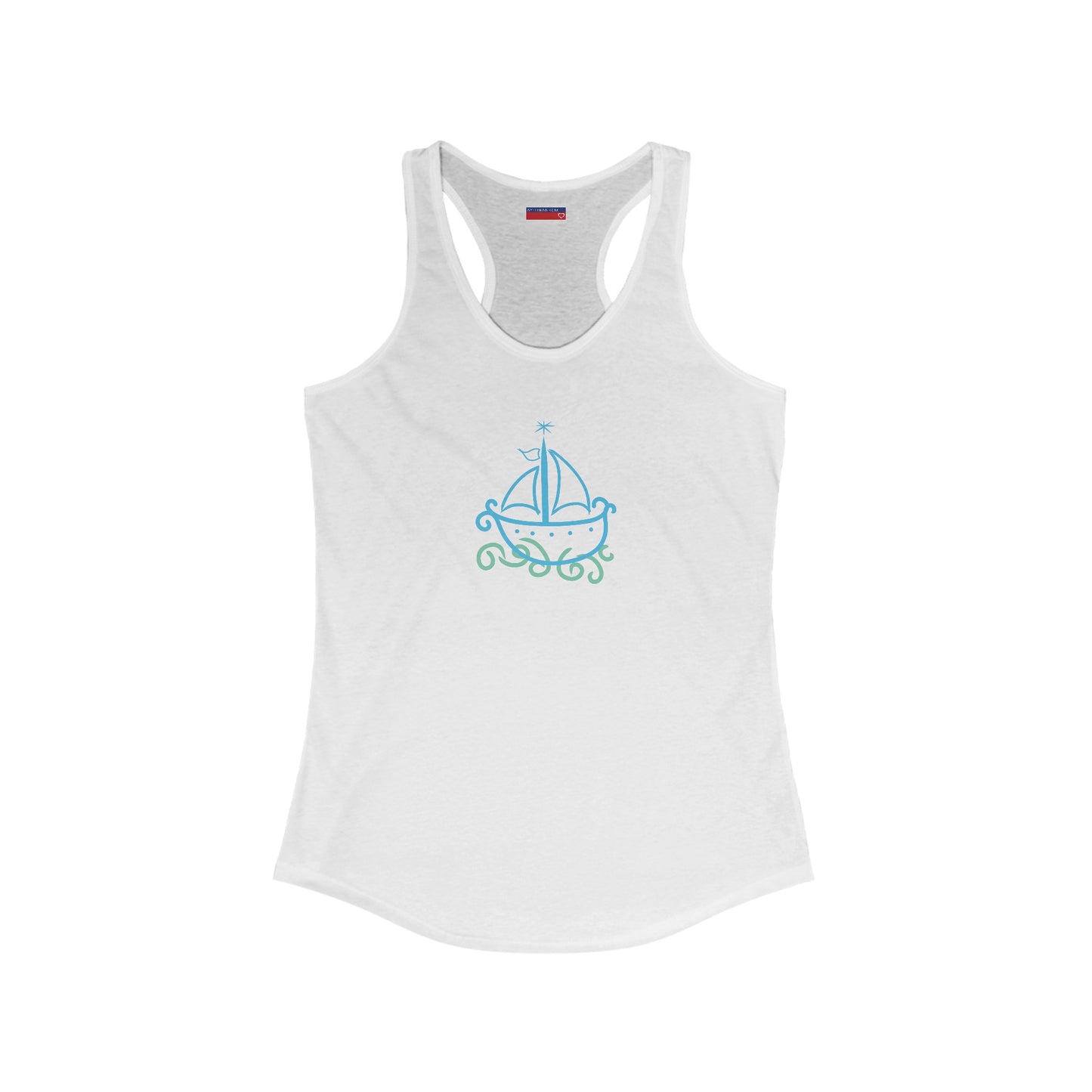 Racerback Tank-Top, Agwe veve , Blue on White