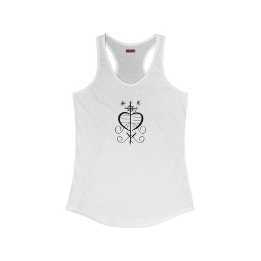 Racerback Tank-Top, Erzuli-Freda veve, Black on  White