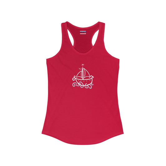 Racerback Tank-Top, Agwe veve , White on Red