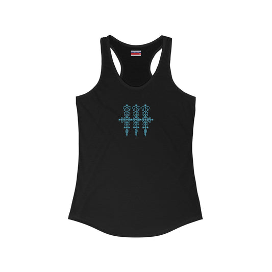 Racerback Tank-Top, Marassa veve, Blue on Black