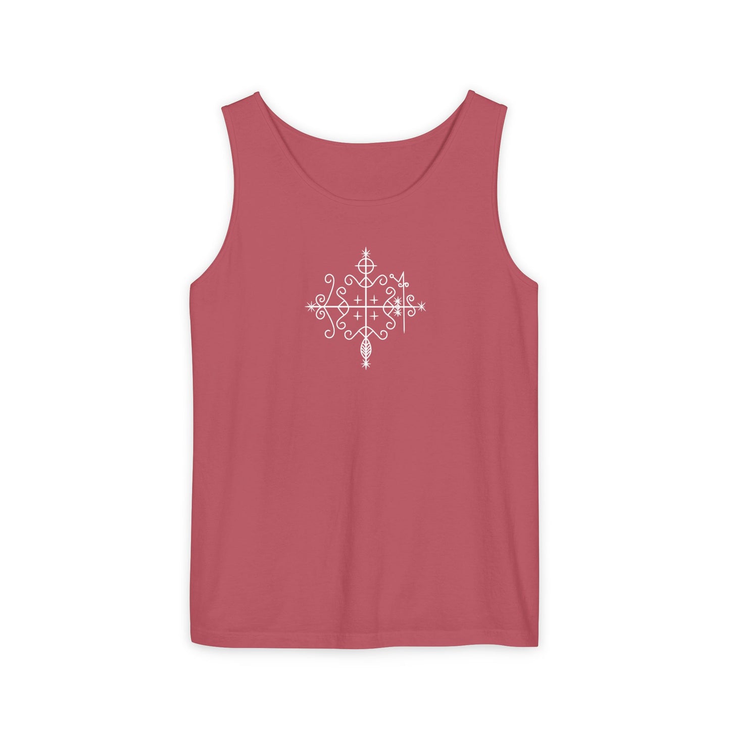 Uni Tank-Top Papa-Legba veve, White on Crimson