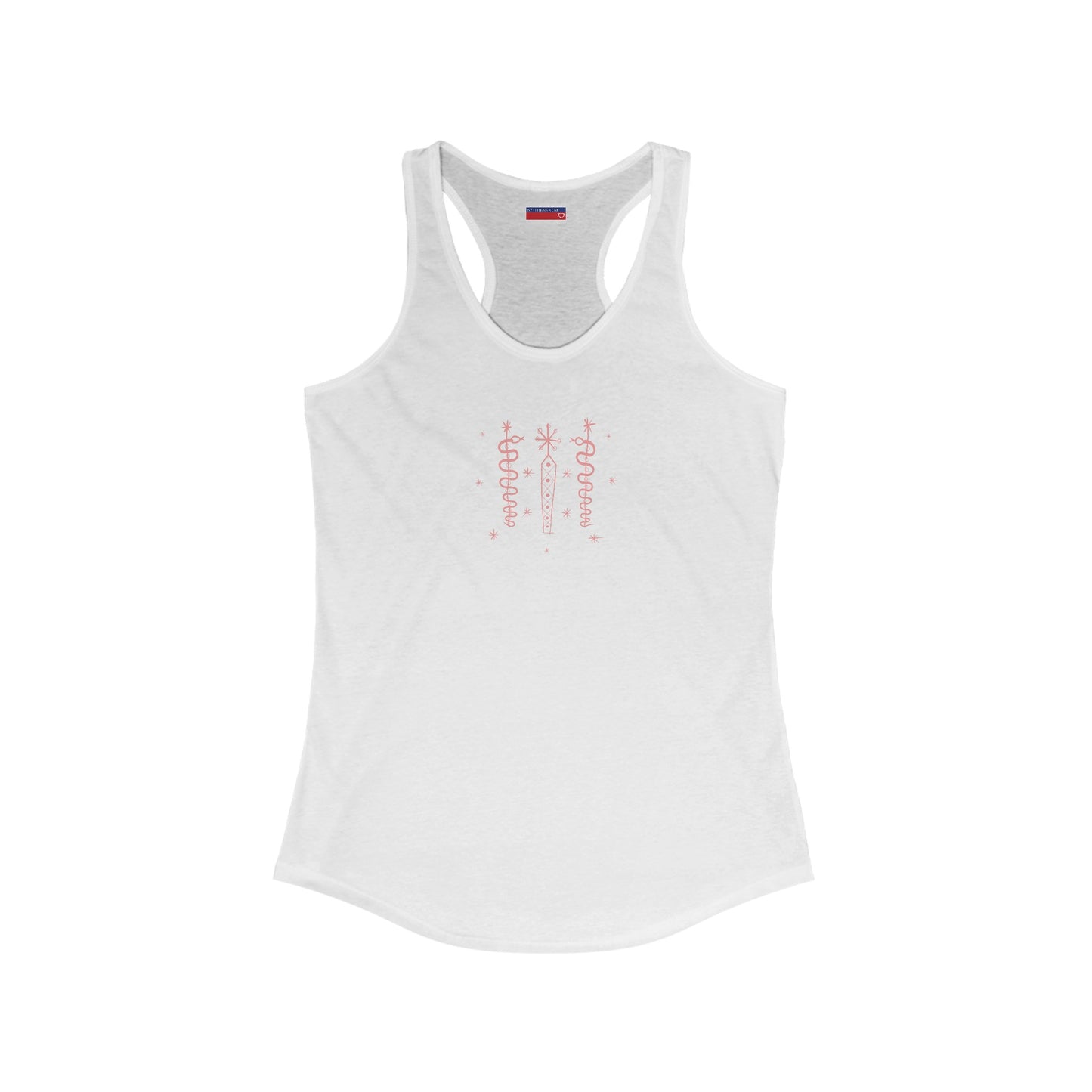 Racerback Tank-Top, Damballah-Wedo veve, Pink on White