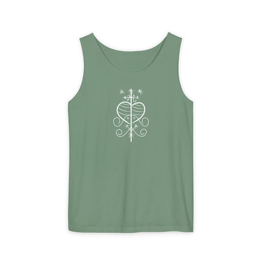 Uni Tank-Top Erzuli-Freda veve, White on Light-Green