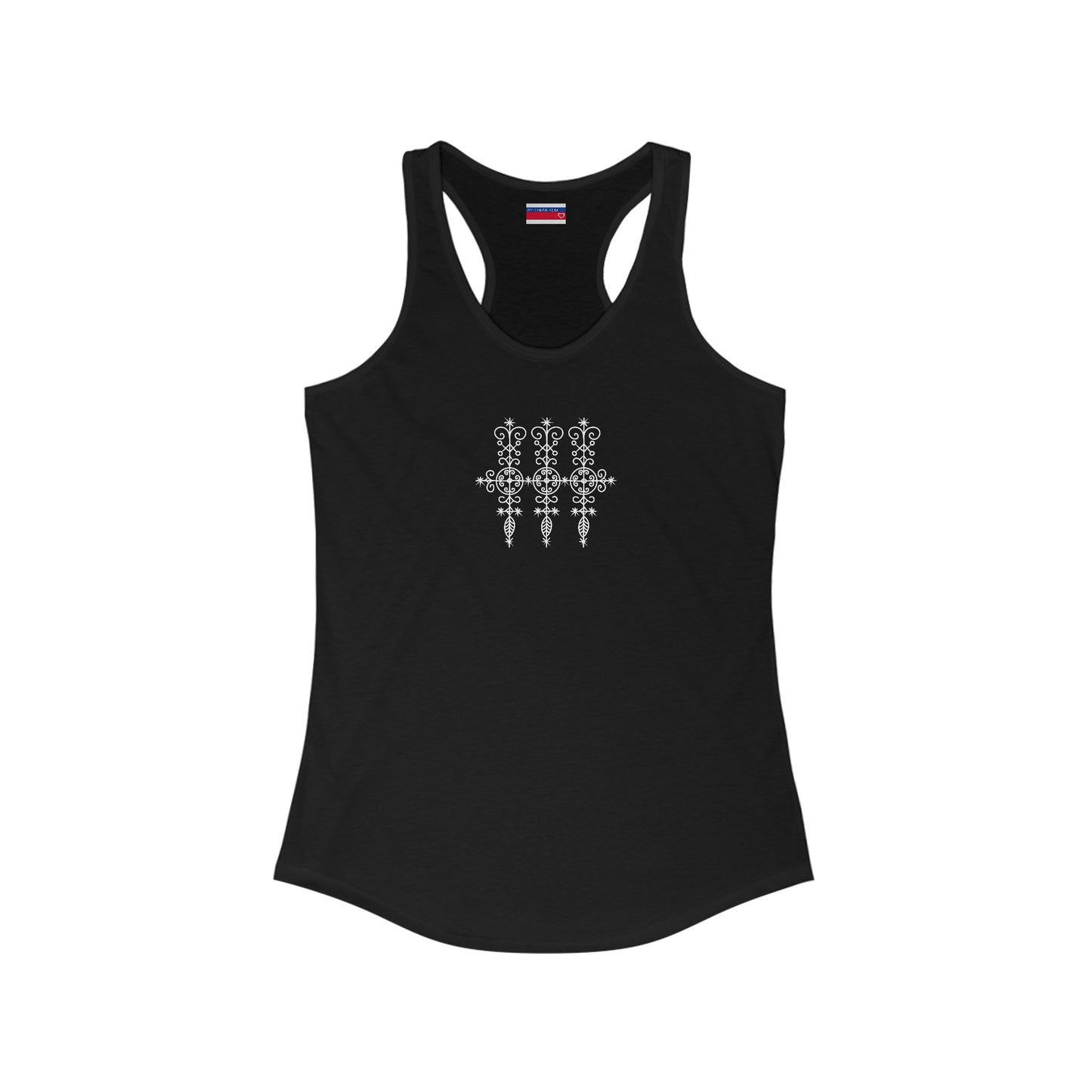 Racerback Tank-Top, Marassa veve, White on Black