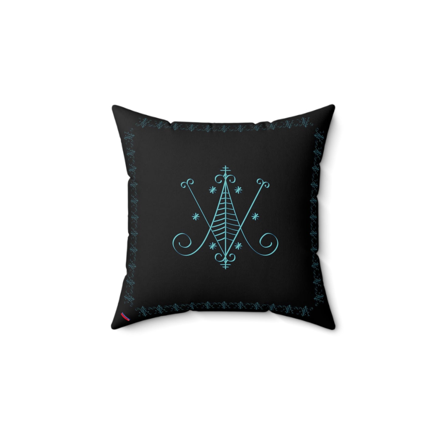 Ayizan Vodou Veve Square Pillow Haiti Black