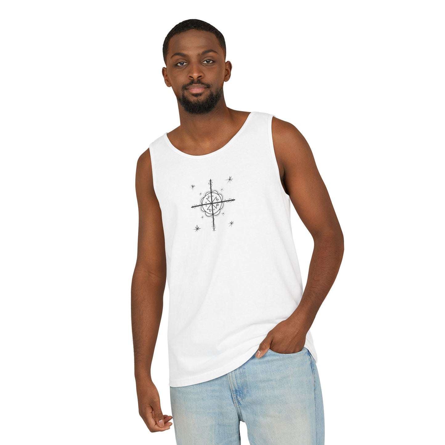 Uni Tank-Top Mèt-Kalfou veve, Black on White